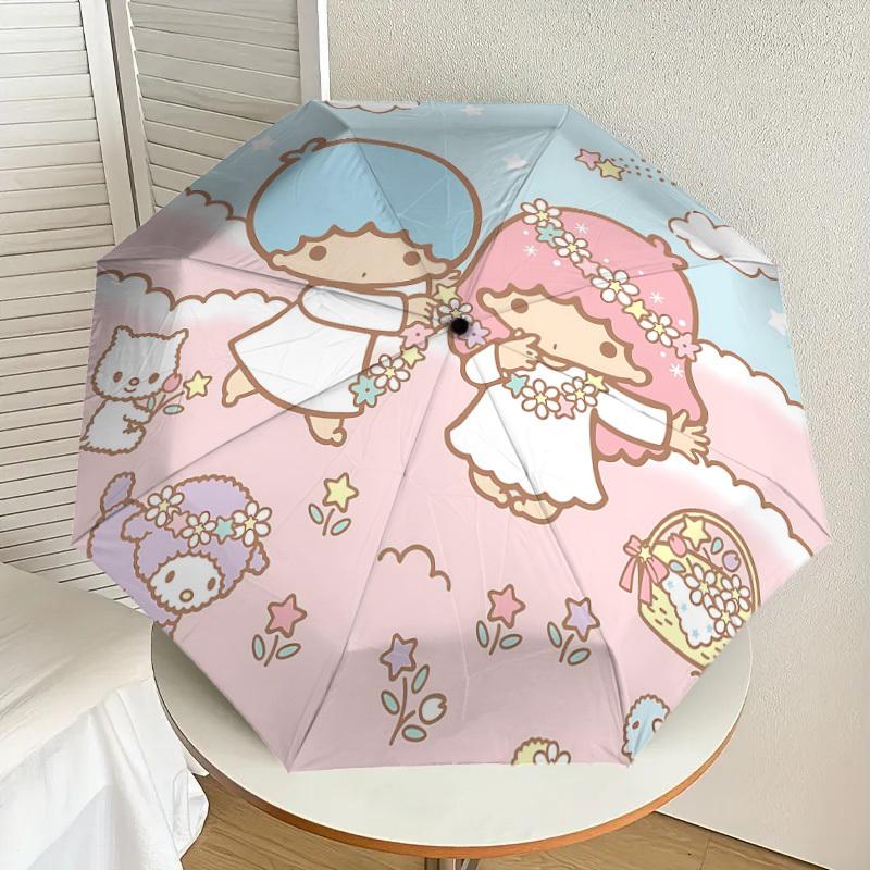 1PC Little Twin Stars Umbrella-8-Rib Reinforced, Automatic Open, Lightweight & Durable, Cute Fashion Accessory for Outdoor-P2697