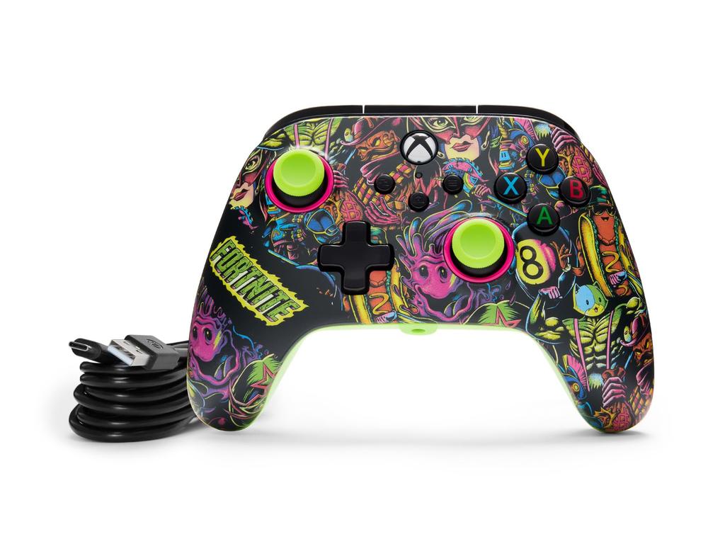 [Официально лицензированный продукт Xbox] Проводной контроллер PowerA Advantage для Xbox Series X|S - Fortnite Glow XBGP0438-01 [Бонус при покупке: Лунное эхо (Эмо