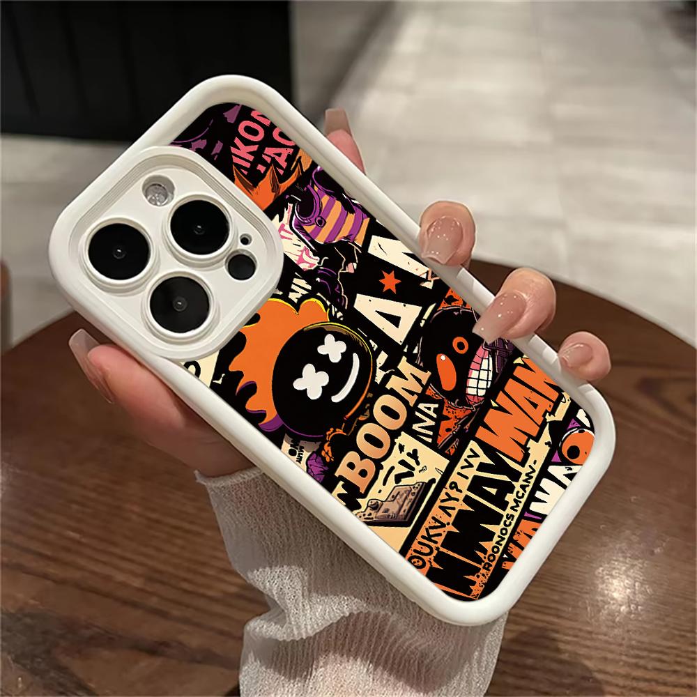 Модный Чехол для Телефона в Стиле Граффити Пламя Панк для iPhone 16 14 15 Pro Max 13 12 11 X XS XR 7 8 Plus SE 2022 Ударопрочный Защитный Чехол