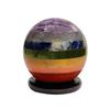 Healing Crystal 7 Seven Chakra Sphere Ball Feng Shui 7 Chakra Crystal Stone Sphere Balls 7 Layered Ball with Wooden Stand for Vastu Reiki Meditation