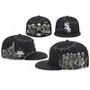 Кепка-snapback Chicago White Sox с черепом и колючей проволокой, Черная готическая уличная бейсболка с прямым козырьком