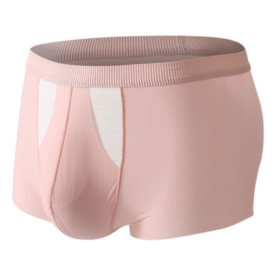 Men Boxer Underwear Mid-rise Elastic Waistband Double Layer Holes Shorts Briefs