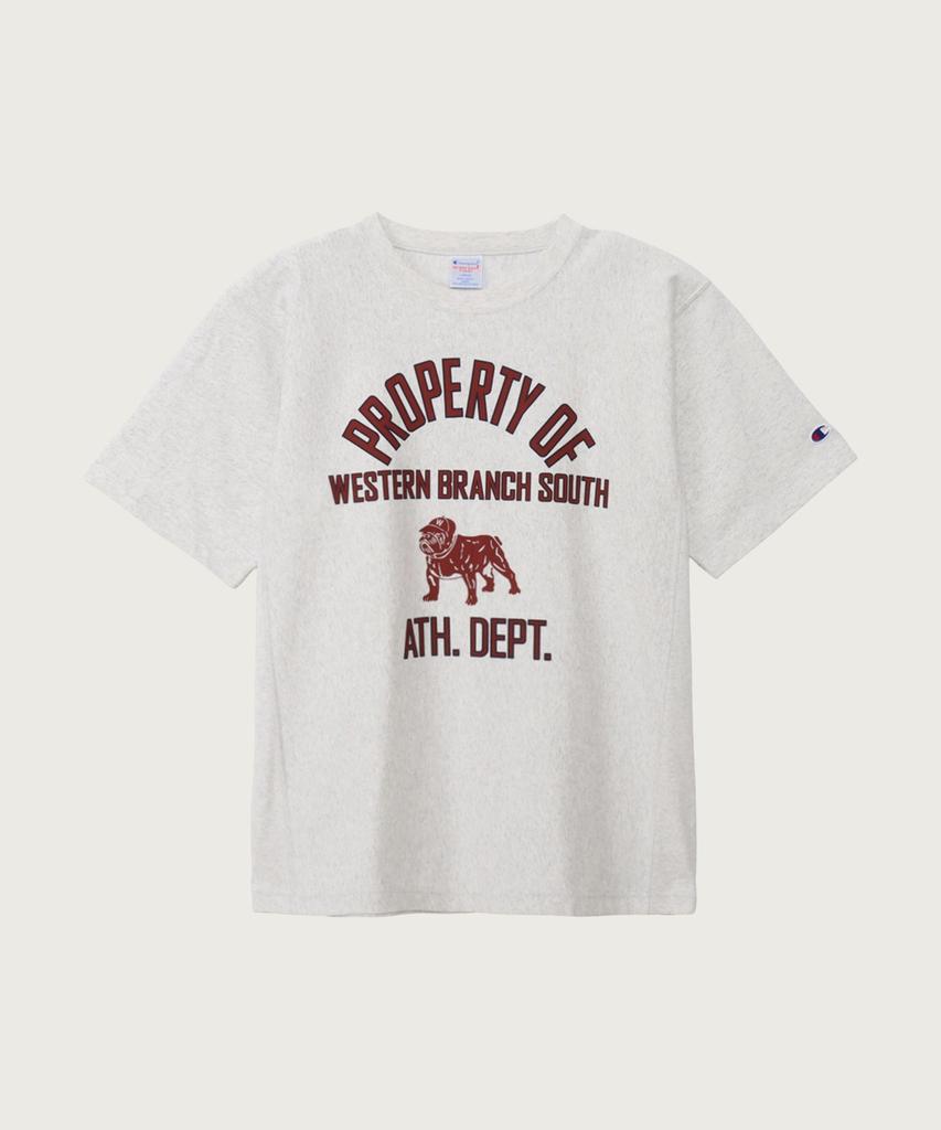 CHAMPION Reverse Weave College Graphic Short Sleeve T-Shirt Oatmeal
