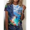 Summer Beautiful Scenery 3D Print T-shirts Women Streetwear Casual Fashion Y2k Short Sleeve T Shirt O-neck Tees Tops Clothing