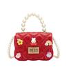 Button Girls Golden Rabbit Pattern Crossbody Bag Rainbow Pattern Bags Daily