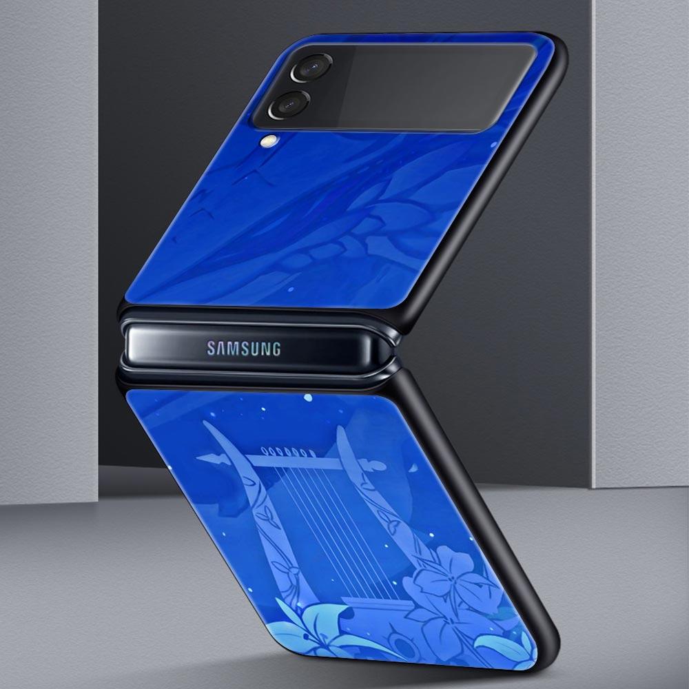 Для Samsung Galaxy Z Flip 3 4 5 Жесткий Черный Складной ПК Чехол для Телефона Логотип Genshin Impact Для Samsung Z Flip3 Чехол Защитная Оболочка