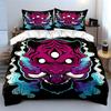 Gradient Purple Tiger Head Smoke Cloud Duvet Cover Set, Black Base Neo Traditional Bedding Includes 1 Duvet Cover 2 Pillowcase