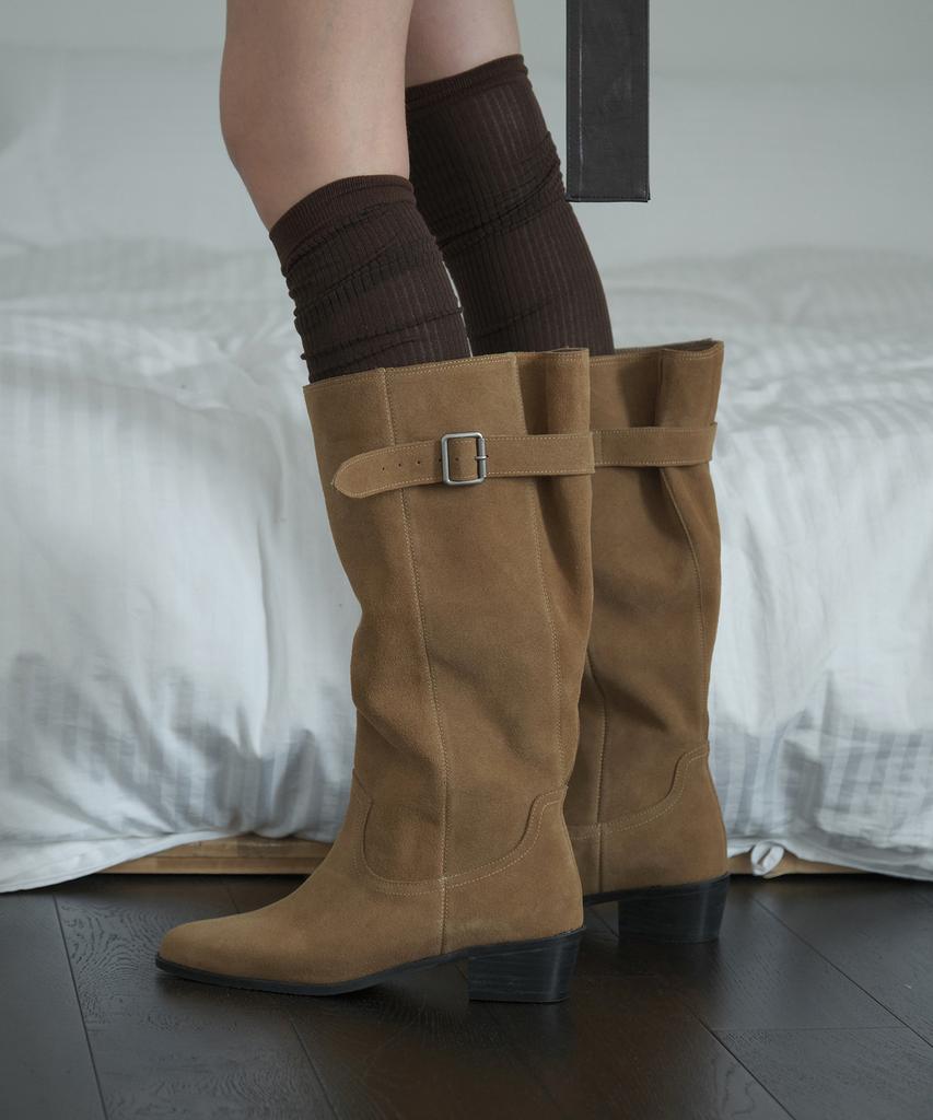 Moodnight Marin Belted Slouch Western Boots - 2 Colors