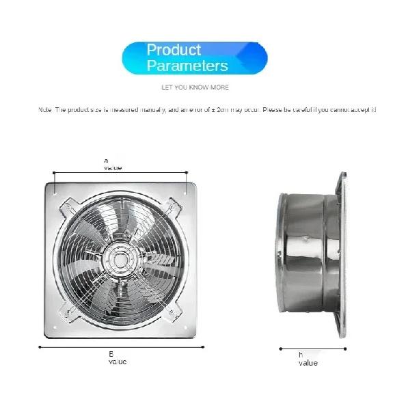 6/7/8 in Stainless Booster Fan Extractor Exhaust fan Ventilation Pipe for Toilet Kitchen Wall Window Blower Corrosion Resistance