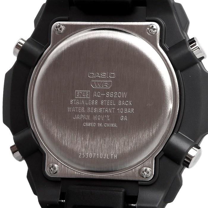 Casio Стандартные аналогово-цифровые кварцевые часы с питанием от солнечной энергии AQ-S820W-1AV Мужские Черные
