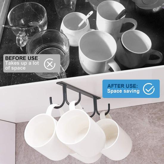 2 шт. подстаканник, простая установка под шкафом, крючки для кружек, экономия места, подвесные крючки для чашек для домашней кухни