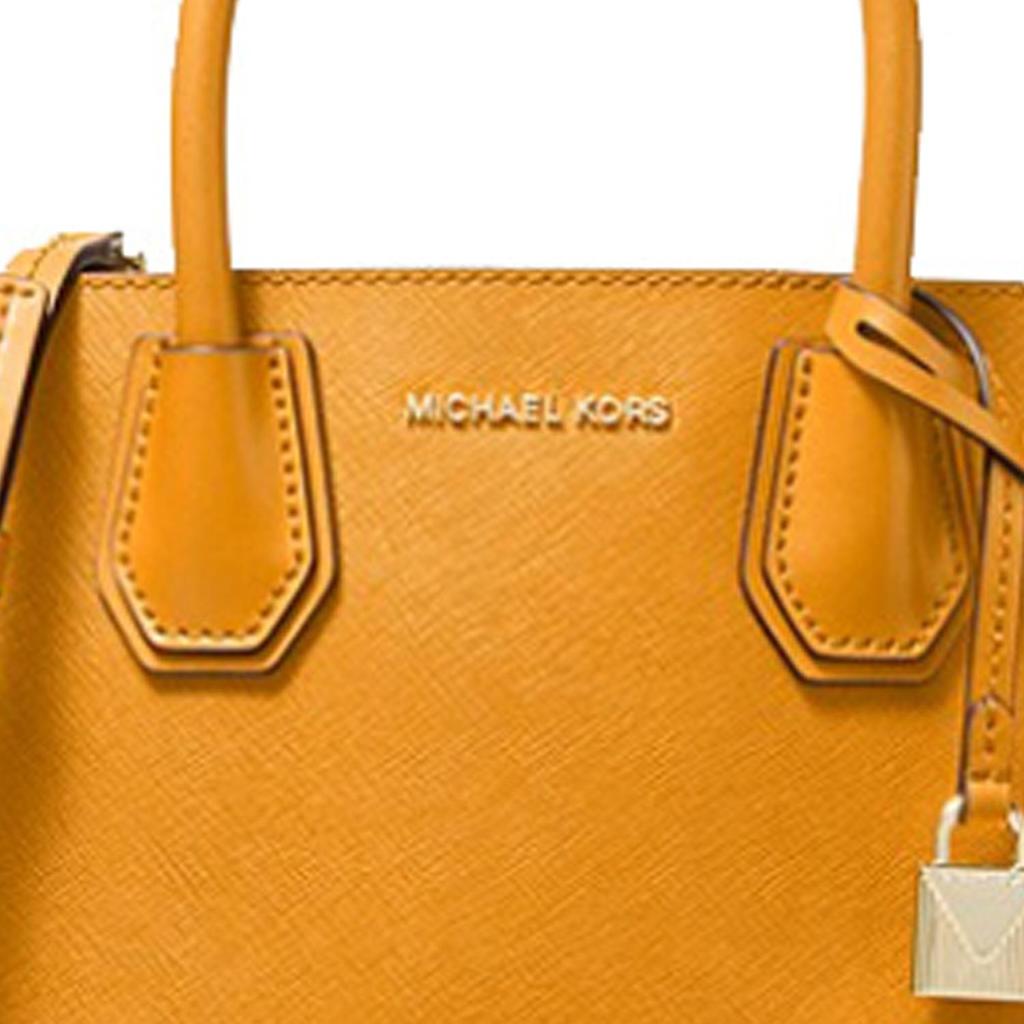 Michael Kors MK Mercer Lock Однотонная Французская Кожаная Сумка-Гармошка Женские Сумки Лимонно-Желтая 30S0GM9M6L-SUN