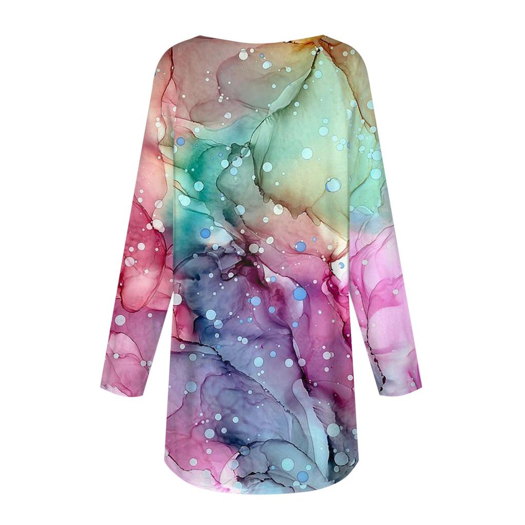 Женская и зимняя повседневная длинная свободная футболка с длинными рукавами и V-образным вырезом