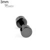 Lady's Men Cool Punk Round Black Stainless Steel Ear Stud Piercing Earrings 3mm - 14mm