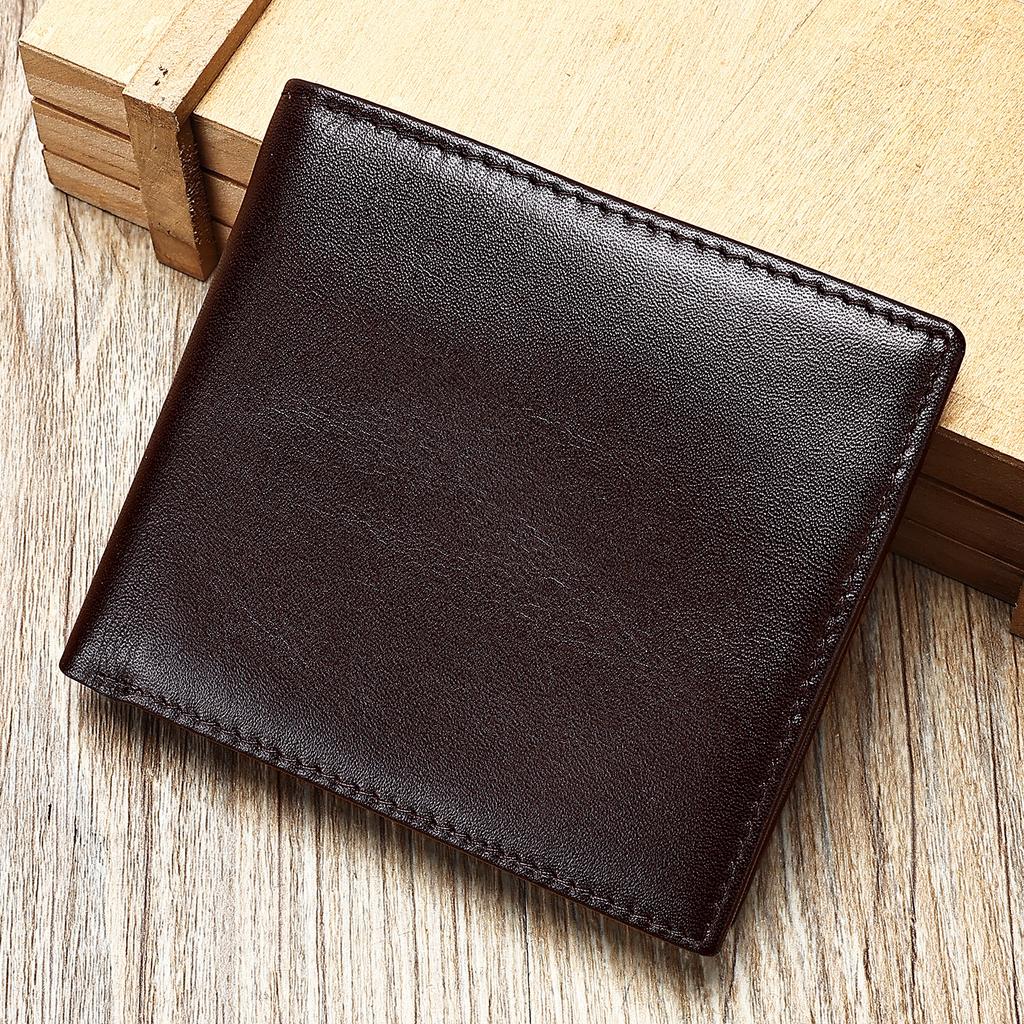 Genuine Leather Wallet Men's Premium Feeling Pure Cowhide Short Money Clip Multi-Card Leather Banknote Holder