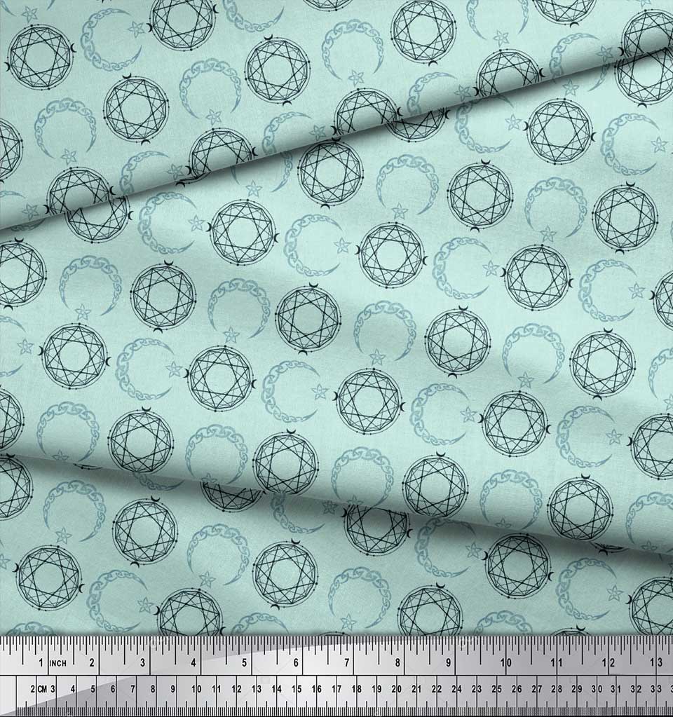 Soimoi Синяя поли креповая ткань Star Tetrahedron геометрический принт ткань для рукоделия по метрам 42 дюйма