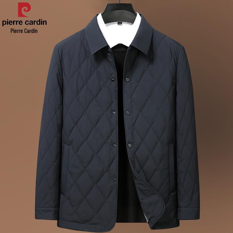 Мужская короткая куртка Pierre Cardin из шелка и хлопка для среднего и пожилого возраста, Осень/Зима, Теплая стеганая верхняя одежда