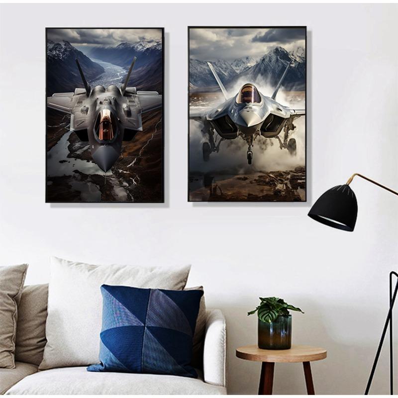 Modern Military Airplane F35 Fighter Lightning Jet Starting Poster Fighter Fly Canvas Painting Wall Art Living Room Home Decor