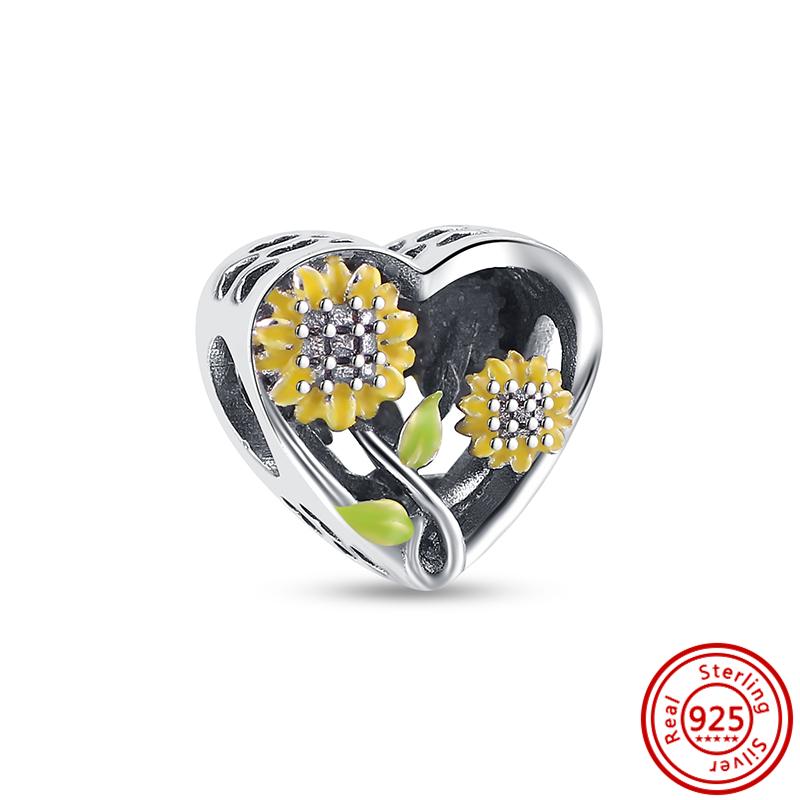 Медь 925 пробы Золотое Сердце Любви Четырехлистный Клевер Ангел Солнце Дерево Перья DIY Бусины Подходят для Оригинального Шарм-браслета Pantaro Мелкий Циркон