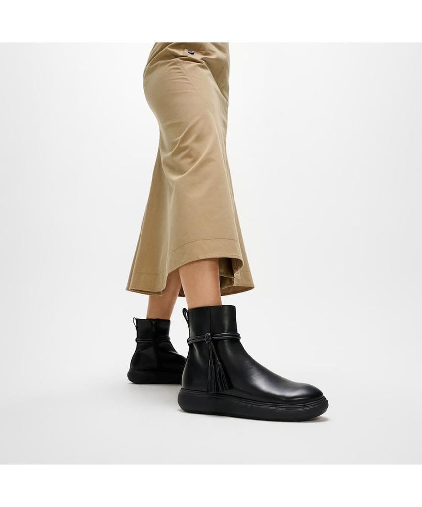 Fitflop [Iq-Comff] Women'S Leather Tassel Short Boots - All Black (Ft59K2B125)