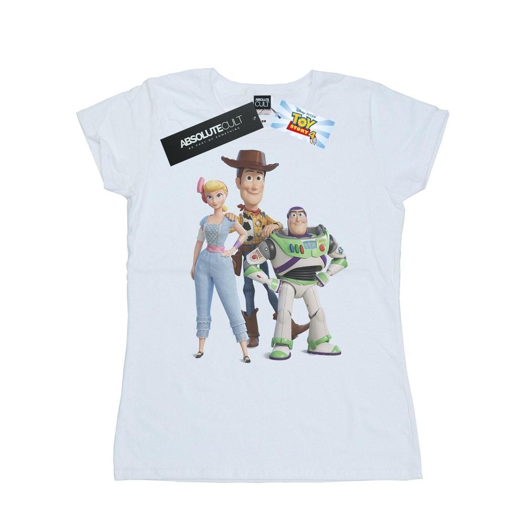 Disney Womens/Ladies Toy Story 4 Woody Buzz and Bo Peep Cotton T-Shirt