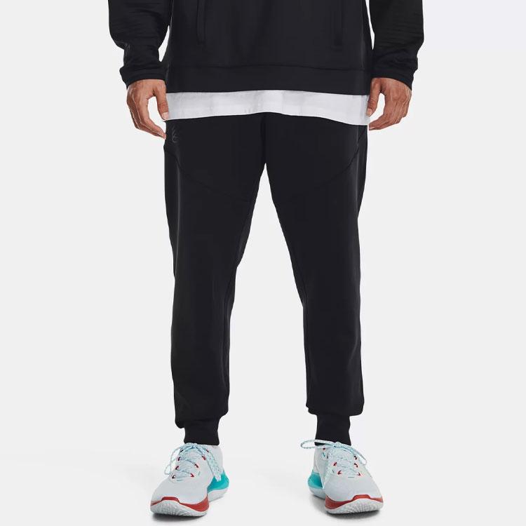 Under Armour Solid Color Logo Print Warm Joggers Men Bottoms Black 1374297-001