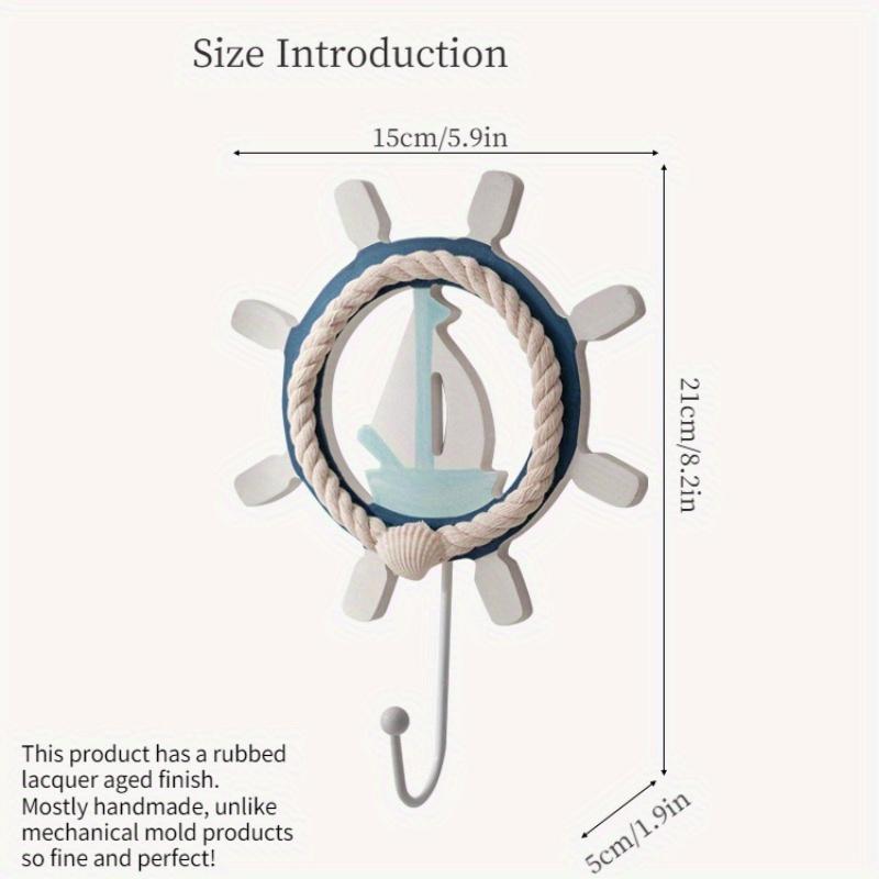 Крючки для одежды в средиземноморском стиле, синие и белые, старые деревянные, ручная роспись, украшение для дома, крючки в форме руля, железные крючки