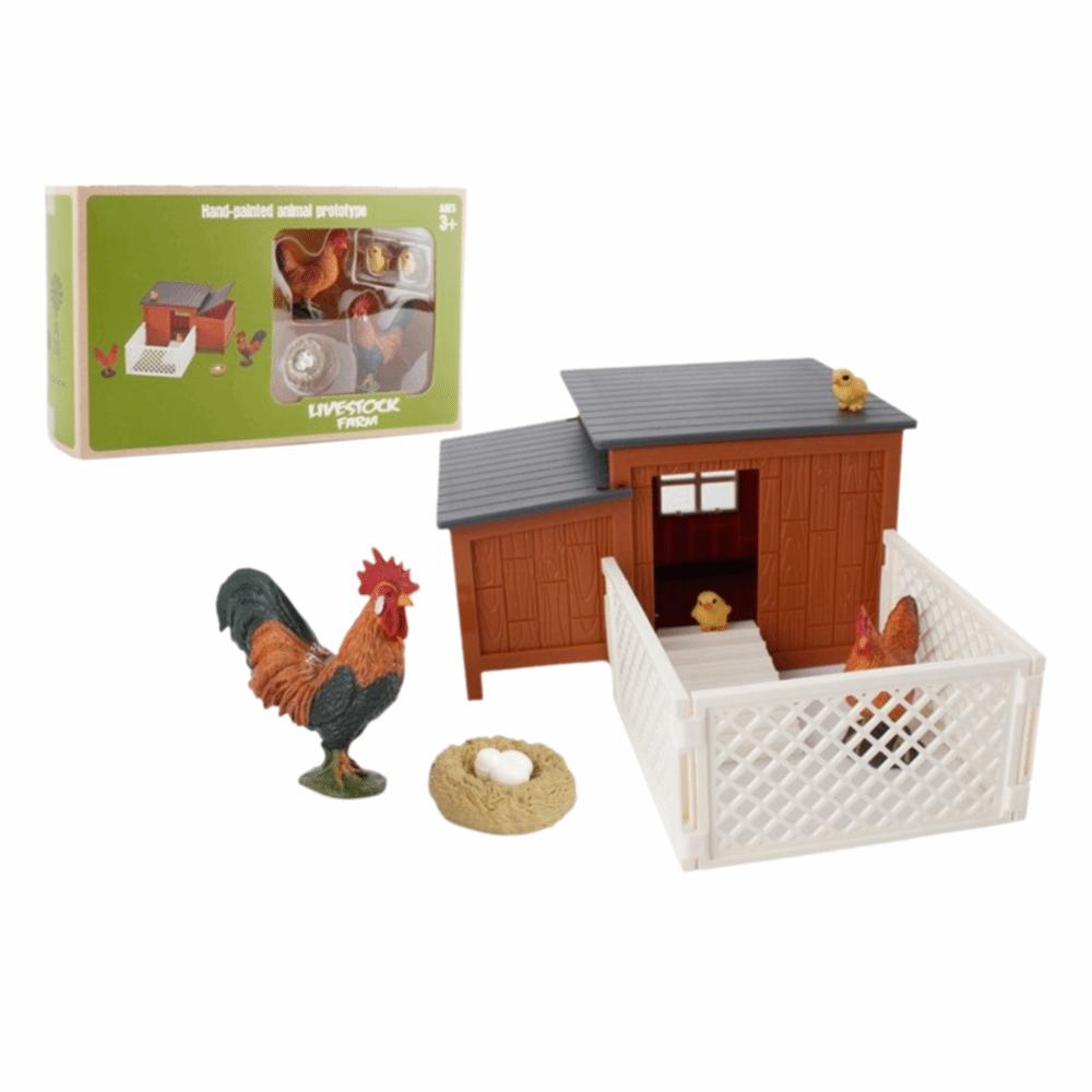 Chicks Farm House Model Toy Simulated Rooster Farm Family Model Doll Educational Toy