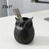 Черно-белый стакан для ручек, 3D-печатный держатель-сова, 2 в 1, ваза для цветов, органайзер для студенческого стола, милый пластиковый держатель для кистей для макияжа, декор для дома и офиса