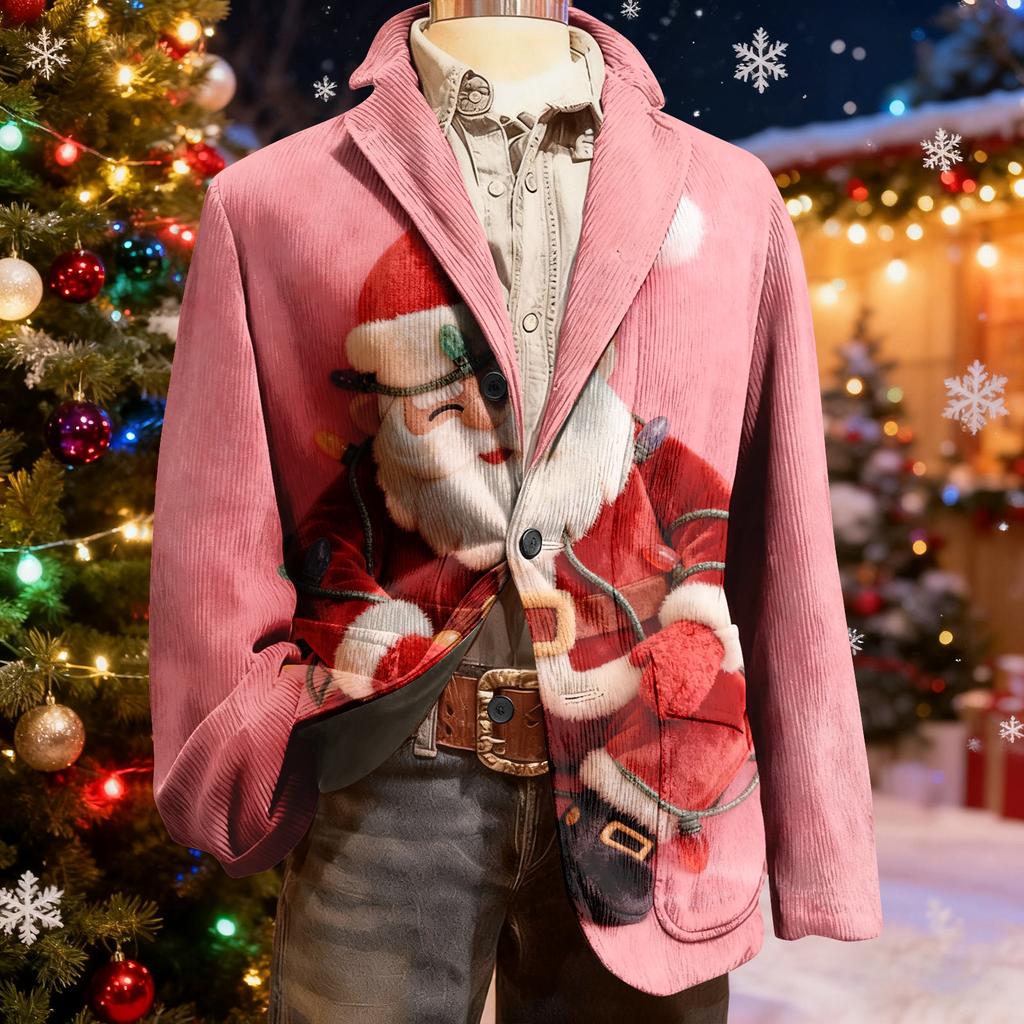 Мужской уродливый рождественский вельветовый теплый карманный пиджак-кардиган, мужской повседневный костюм