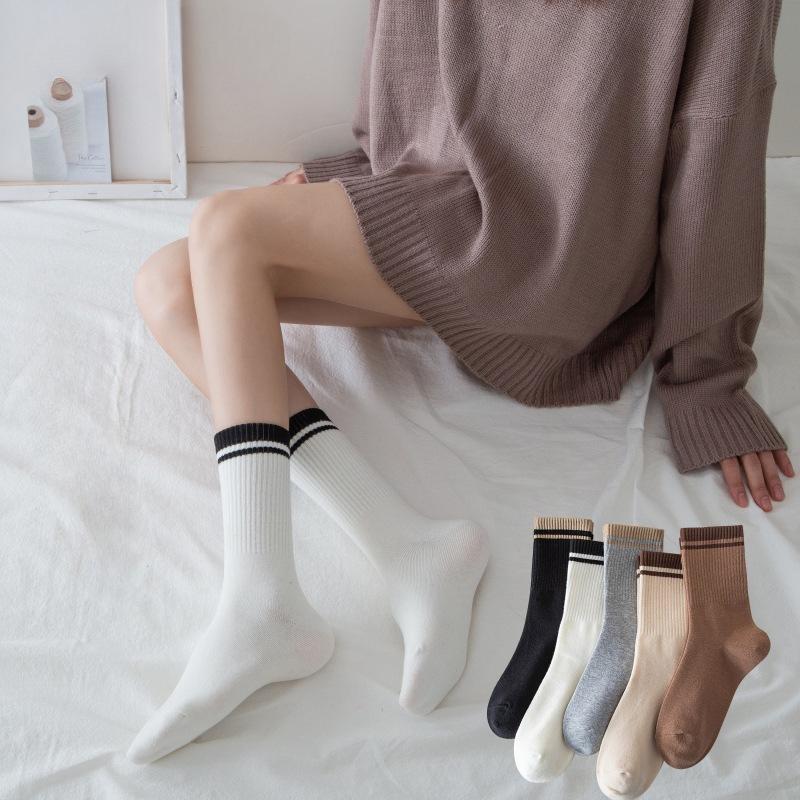 Хлопковые женские осенне-зимние многослойные носки, впитывающие пот, японские спортивные носки до середины икры