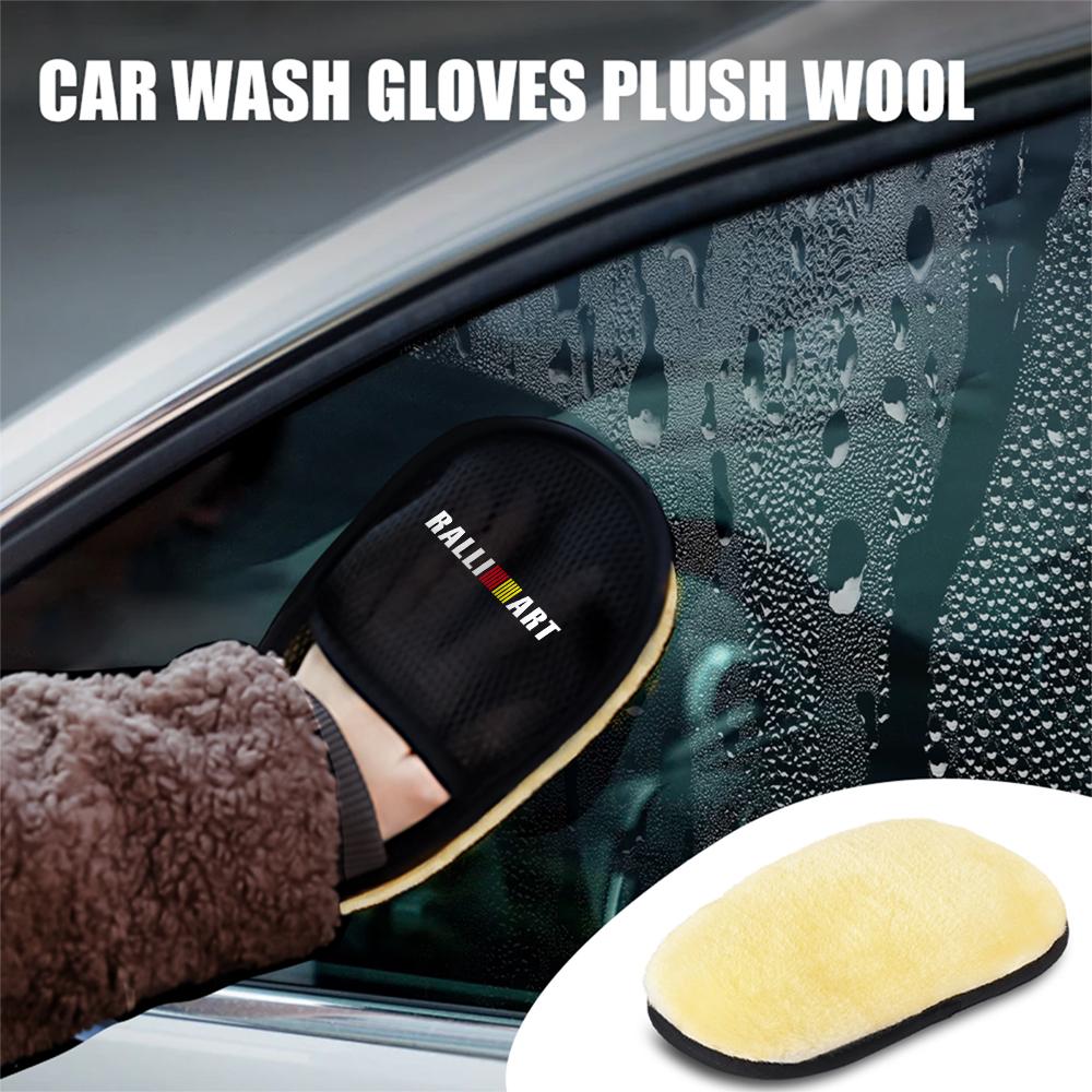 1/2pc Car Styling Wool Soft Auto Microfiber Washing Gloves for MITSUBISHI Ralliart Lancer Outlander ASX X CX-30 CX-5 Pajero L200