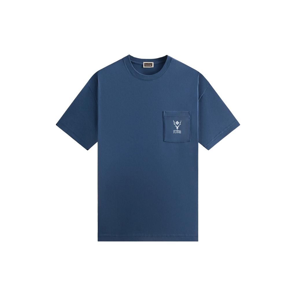 Kith X Columbia South2 West8 Модная универсальная футболка с коротким рукавом и круглым вырезом Мужские футболки Синяя KHM033337-5055