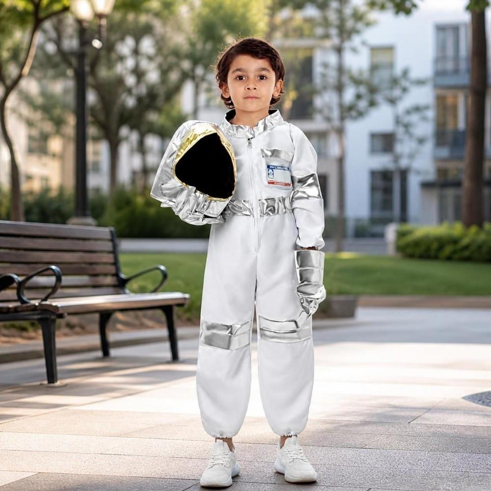 With Hat Children Astronaut Costume Jumpsuit Space Suit Bodysuit Spaceman Costume Role Play
