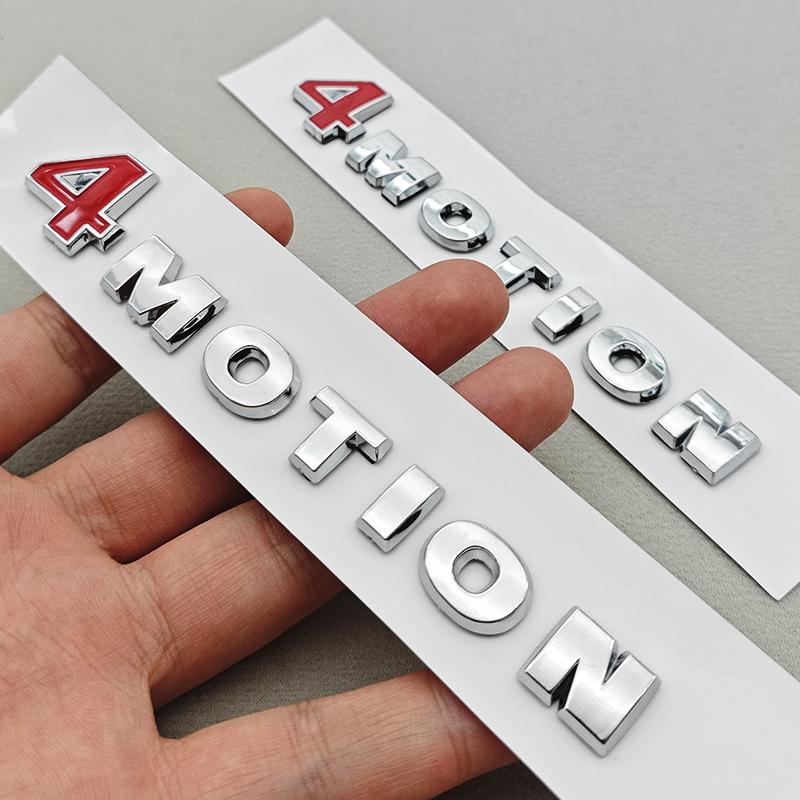 SVLHP1 1pc ABS Red Chrome Car Sticker Logo 4 MOTION 4motion Rear Trunk Badge Emblem Decals For VW PASSAT Touareg GOLF Polo Tiguan Jetta