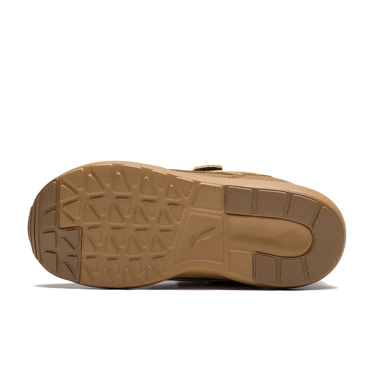 Li Ning Kids Sports Lifestyle Series Синтетическая кожа Little A Gan Нескользящая повседневная обувь Детская повседневная обувь коричневого цвета YKAP148-57