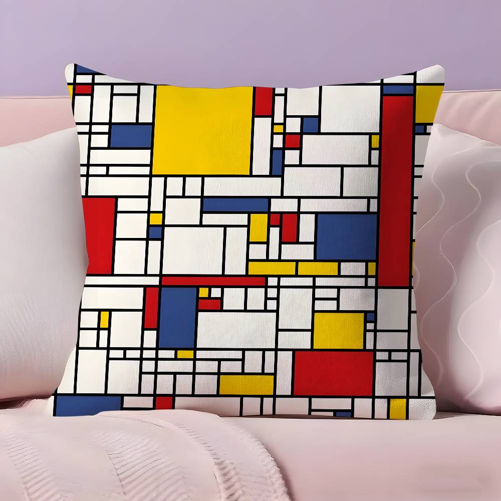 Abstract Painting PPiet Mondrian Art Pillow Case Ultra Soft Skin Friendly Fabric Cloud Like Comfort  Concealed Zipper