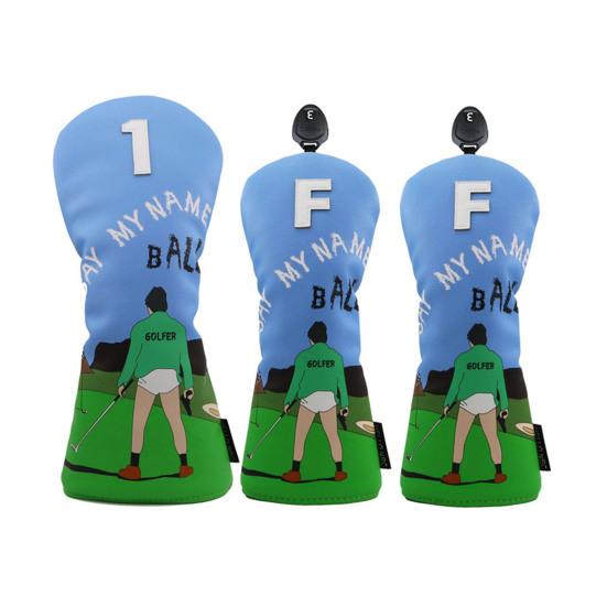 Чехлы для гольф-клюшек из искусственной кожи с мультяшным принтом, чехлы для головок паттеров для гольфа, гибридные чехлы для гольф-клюшек, аксессуары для драйверов, фервей, вудс