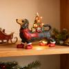 Dachshund Christmas Decor Resin Dog Figurine with Scarf Boots Lighted Blow Mold Xmas Tree Holiday Ornament