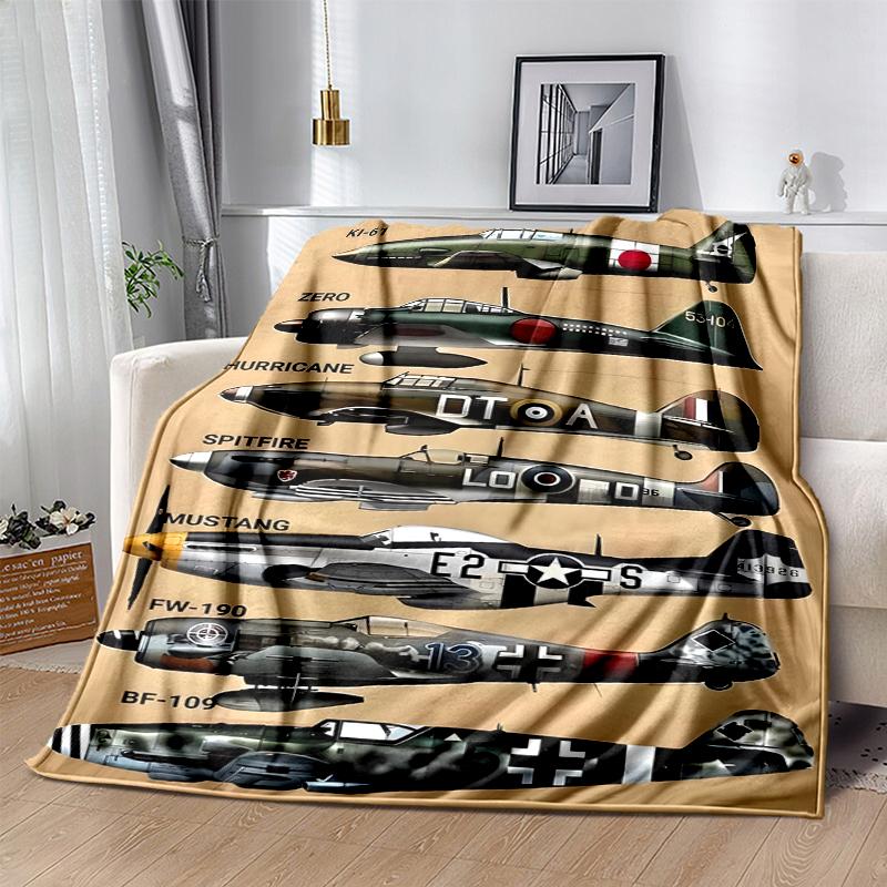 Aircraft Flannel Blanket Soft Warm All-Season Throw, Design for Camping, Car Travel, Hiking Sofa, Bed, Office Perfect Gift for Parties