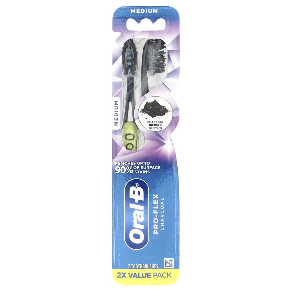Oral-B Зубная щетка Pro-Flex Charcoal, средняя жесткость щетины, 2 штуки