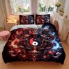 3pcs Fire and Ice Yin Yang Dragons Bedding Set - Includes Quilt Cover and Pillowcases, Suitable for All Seasons, Machine Washable - Ideal Gift fo