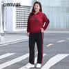 Плюс размер Женская осенняя мода спортивная новая иностранная толстовка с капюшоном для бега повседневный комплект из двух предметов