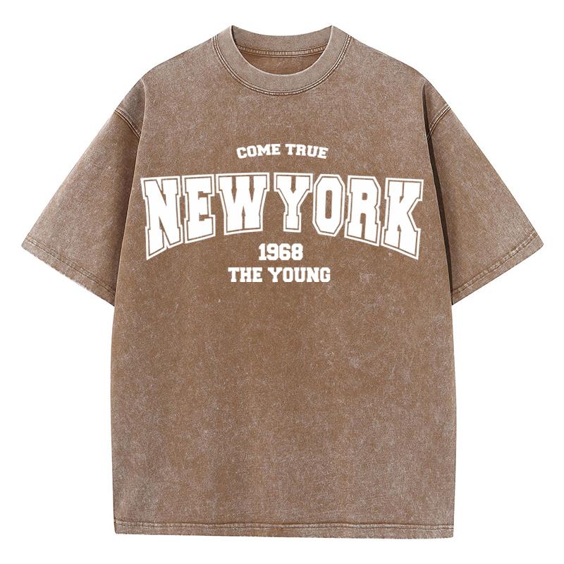 Женские хлопковые футболки с потертостями All-Math, свободные, с коротким рукавом, с простым буквенным принтом, летняя уличная женская одежда