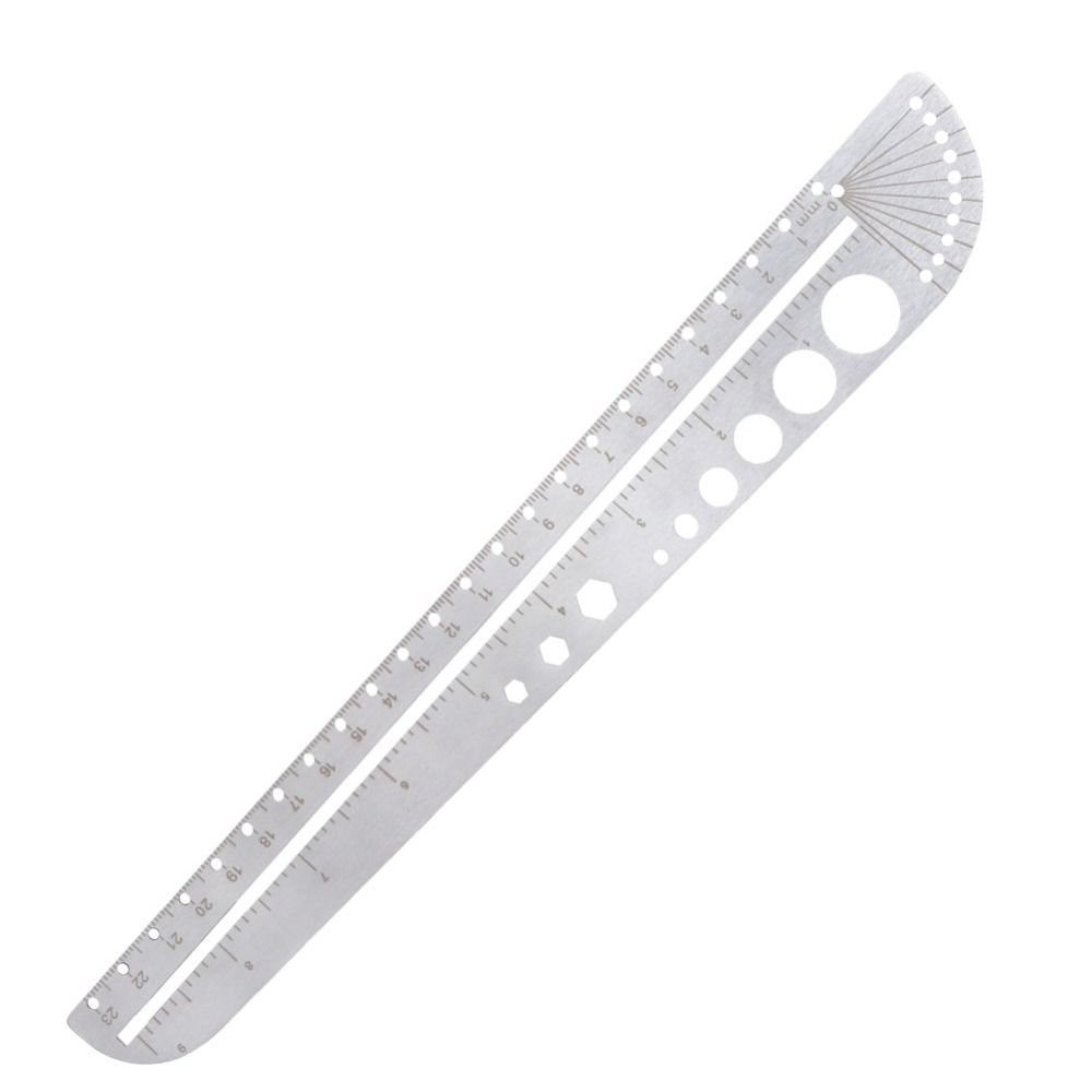 Stainless Steel Scale Ruler Multifunctional Ruler Durable Protractor Office Supplies