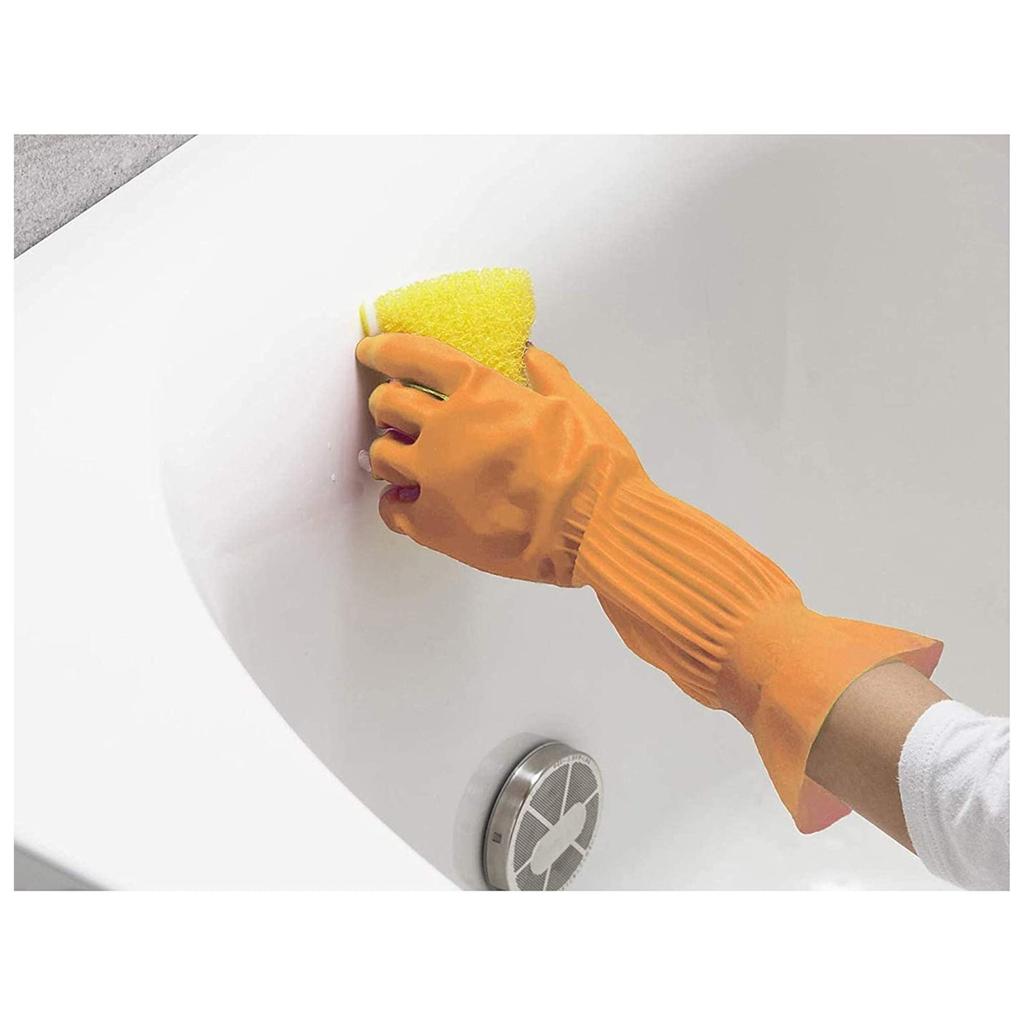 Dunlop Home Products Dunlop Home Products Cooking Gloves Natural Rubber Pretine Orange M Sleeve Shibori That Prevents Water from Entering Gathered