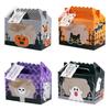 4pcs Halloween Kraft Paper Treat Boxes with Clear Window gift tags Halloween Party Bakery Candy Box Trick or Treat Kids Gift box
