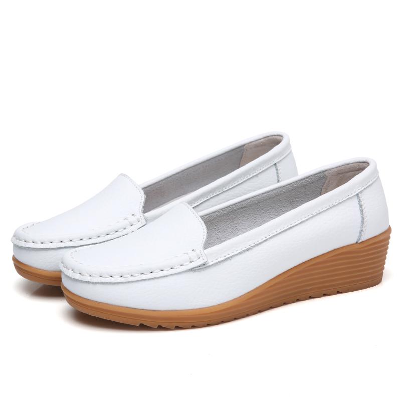 Женская обувь Мягкая кожаная обувь на каблуке Мокасины Черные туфли на плоской подошве Женские мокасины Повседневная женская обувь на плоской подошве