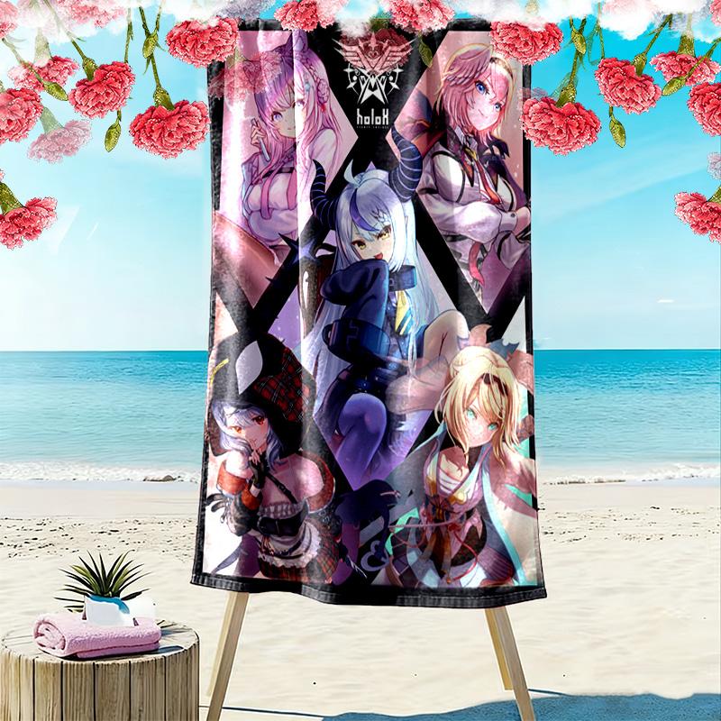 Holo Live NIJISANJI 2D Flat Print Beach Towel, Large Soft Quick Dry Towel for Beach Camping Swimming.NSTJ0928079