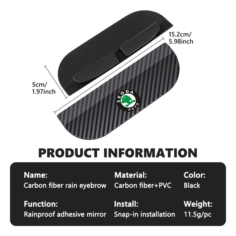Detachable Car Rearview Mirror Rain Eyebrow Carbon Fiber Sun Visor For Skoda Fabia 1 2 Octavia a7 RS Superb Rapid Yeti Karoq VE6